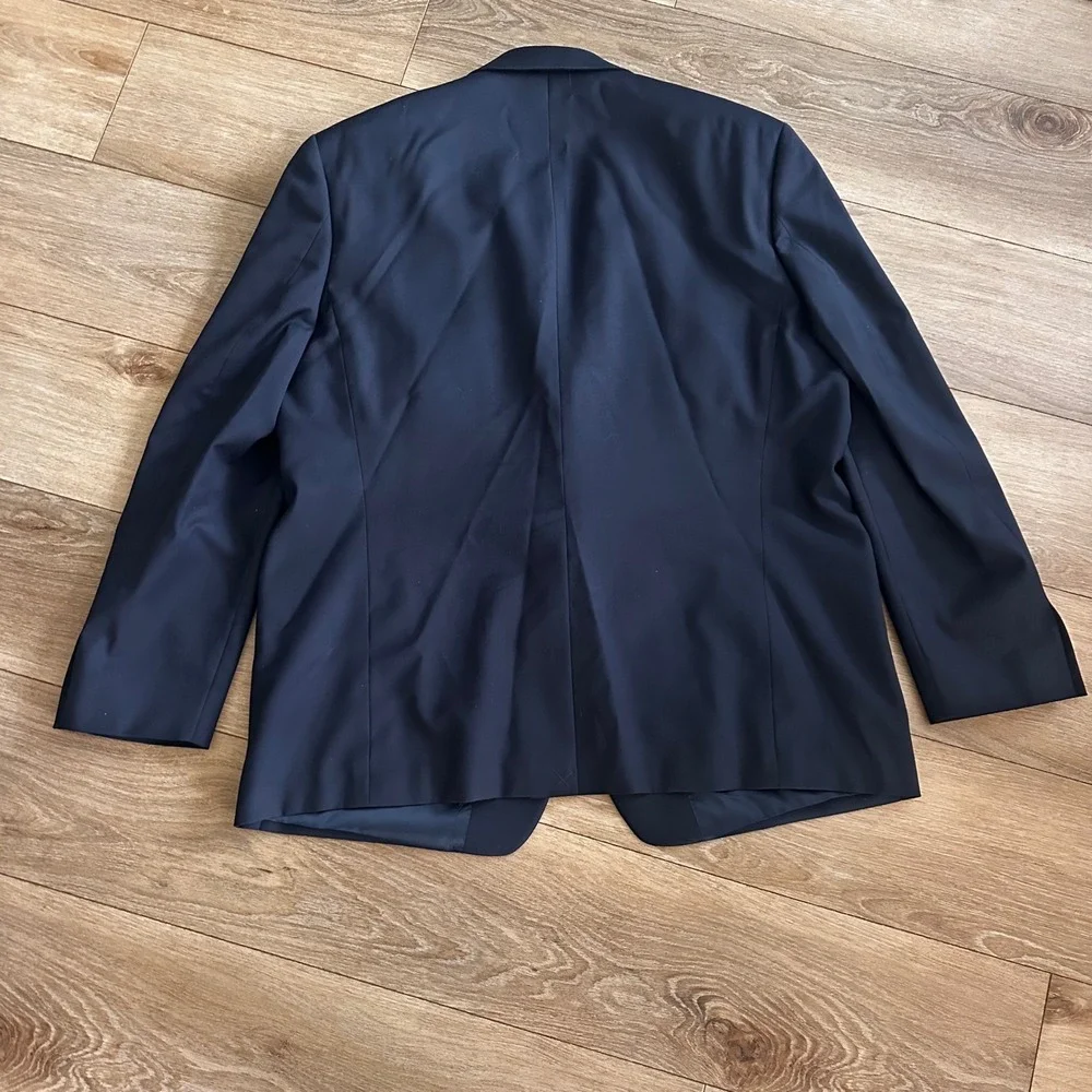Lauren Ralph Lauren Mens 50L Navy Blue Wool Blend Gold Crest Button Blazer Coat
